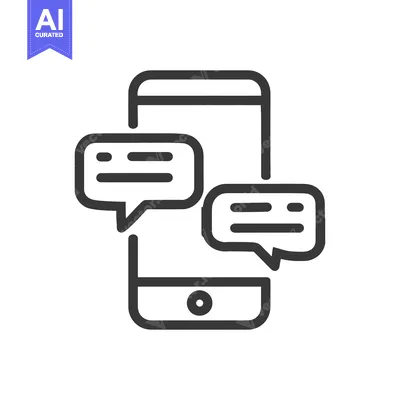 Premium design asset: Minimalist Smartphone Icon with Chat Bubbles, Dark Gray on White