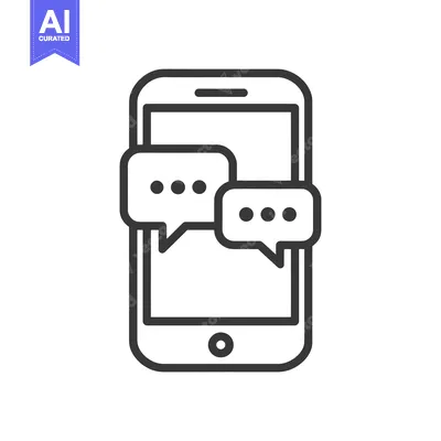 Aset desain premium: Smartphone with Speech Bubbles: Communication Icon in Black and White