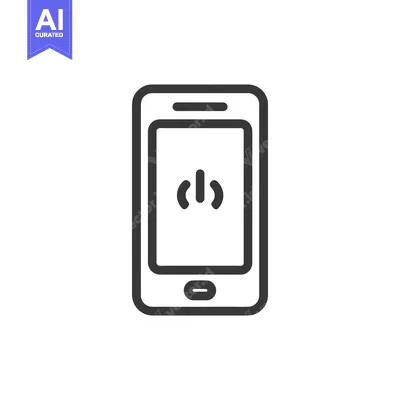 Aset desain premium: Minimalist Smartphone Icon with Power Symbol on Screen, Outline Style