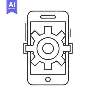 Aset desain premium: Smartphone with Gear Icon: Technical Configuration and Settings Concep