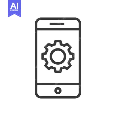Aset desain premium: Smartphone with Gear Icon: Mobile App Settings and Configuration Symbo
