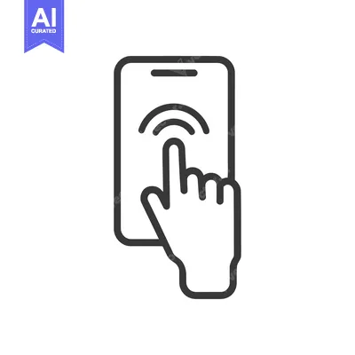 Aset desain premium: Finger Touching Smartphone Screen Icon, Connection Symbol, Minimalist
