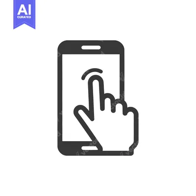 Aset desain premium: Smartphone Touchscreen Interaction: Hand Gesture on Mobile Device Icon