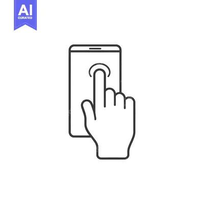 Aset premium populer: Finger Touching Smartphone Screen: Minimalist Line Art Icon