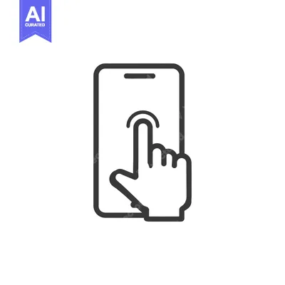 Premium design asset: Smartphone Touchscreen Interaction: Finger Tap on Mobile Device Icon