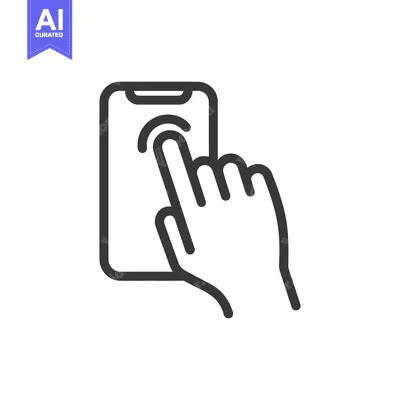 Premium design asset: Finger Touching Smartphone Screen: Minimalist Line Icon for Mobile Int