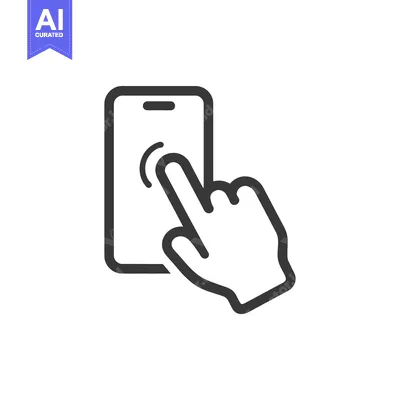 Finger Tapping Smartphone Screen, Minimalist Icon Design, Modern Inter
