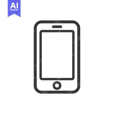 Aset desain premium: Minimalist Smartphone Icon: Clean Line Art on White Background