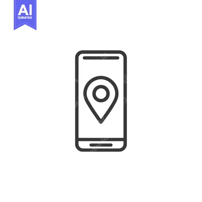 Aset desain premium: Sleek Smartphone Icon Displaying Location Pin, Minimalist Design