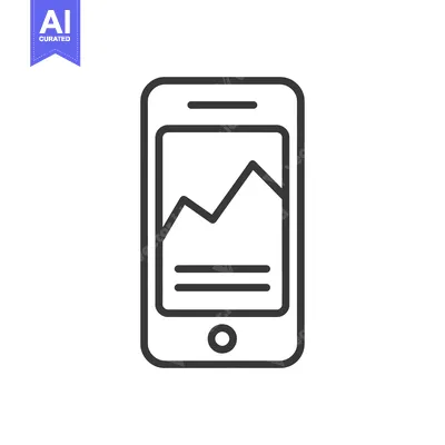 Aset premium populer: Minimalist Smartphone Icon with Graph and Text Display, Outline Style