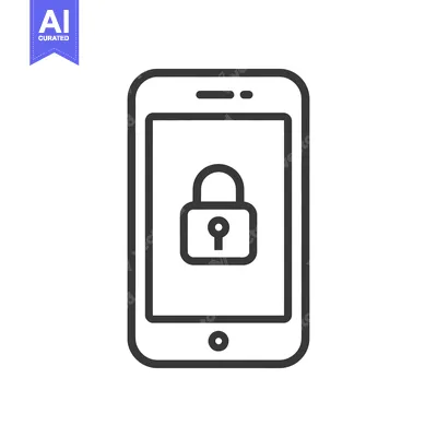 Aset premium populer: Secure Mobile: Smartphone with Padlock Icon for Data Protection, Black