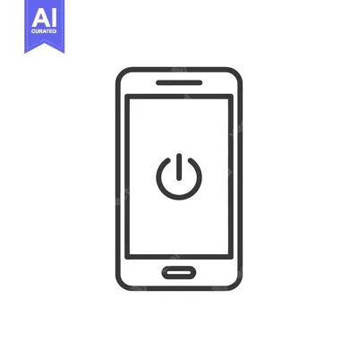 Aset premium populer: Minimalist Smartphone Icon with Power Button, Outline Style