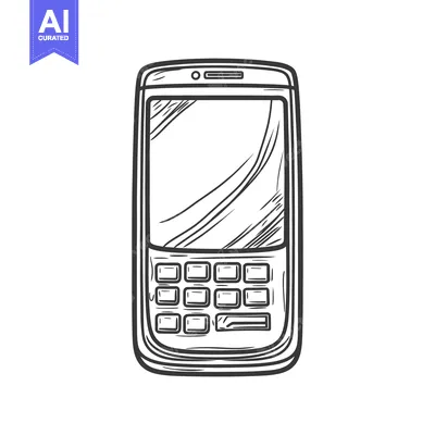 Aset premium populer: A simple black and white illustration of a mobile phone