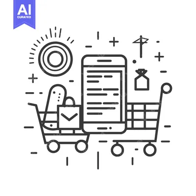 Popular premium asset: Mobile Phone Shopping Cart with Checked Bag and Sunburst
