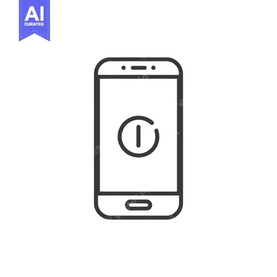 Aset premium populer: Minimalist Smartphone Icon with Power Symbol on Screen, Outline Style