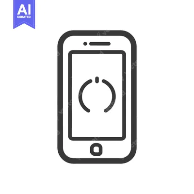 Aset premium populer: Minimalist Smartphone Icon with Power Symbol on Screen, Black and Whit