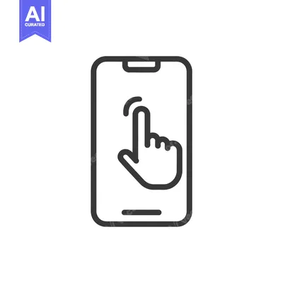 Aset premium populer: Smartphone Touchscreen Interaction: Finger Tap on Mobile Device Icon