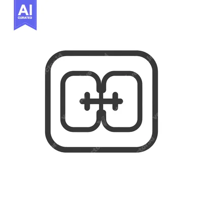 Aset desain premium: Minimalist Icon of Two Connected Shapes in Rounded Square Frame