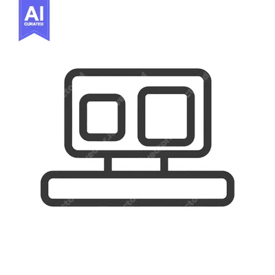 Aset premium populer: Minimalist Computer Icon: Two Windows, Rounded Edges, Bold Line