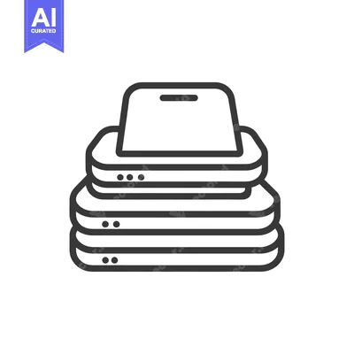 Aset desain premium: Stacked Servers Icon: Data Storage and Network Infrastructure Outline
