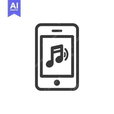 Aset desain premium: Smartphone Music Icon: Black and White Design for Audio App