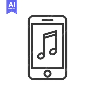 Aset desain premium: Minimalist Smartphone Icon with Music Note Symbol on Screen