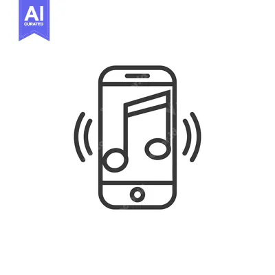 Aset premium populer: Ringing Smartphone with Music Note Icon, Minimalist Line Art