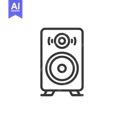 Premium design asset: Minimalist Speaker Icon with Sound Waves, Black and White Design