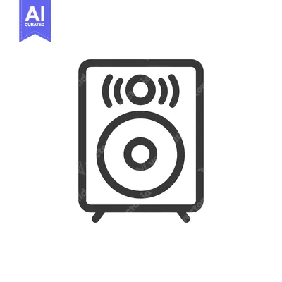 Aset premium populer: Speaker Icon with Sound Waves, Black Outline on White Background