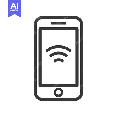 Premium design asset: Sleek Smartphone Icon with Wireless Connectivity Symbol in Minimalist