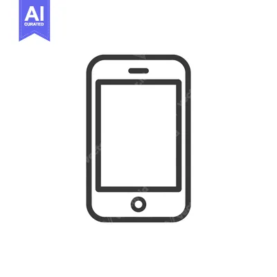Aset desain premium: Minimalist Smartphone Icon: Clean Line Art for Modern Technology