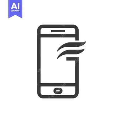Aset desain premium: Sleek Smartphone Icon with Signal Waves, Modern Communication Design