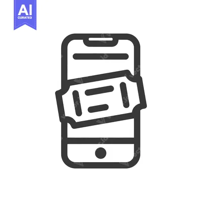 Aset desain premium: Digital Ticket on Smartphone Icon, Event Access, Mobile Ticketing Conc