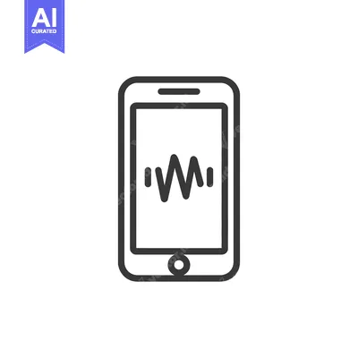 Aset desain premium: Smartphone with Sound Wave Icon, Minimalist Line Art Design