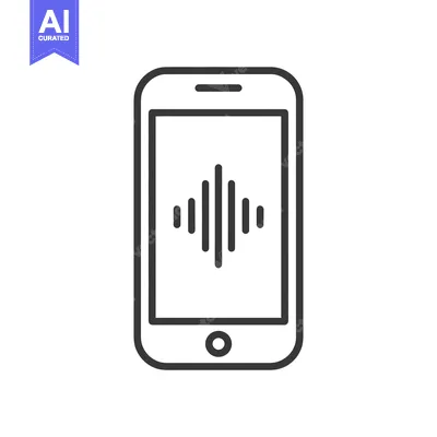 Aset desain premium: Smartphone with Sound Wave Icon, Minimalist Black and White Design