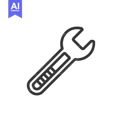 Premium design asset: Simple Spanner Icon: Bold Outline on Clean White Background, Tool Symb