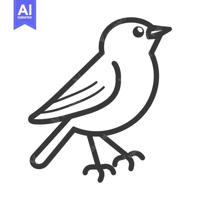 Popular premium asset: A simple monochrome illustration depicting a small bird in profile