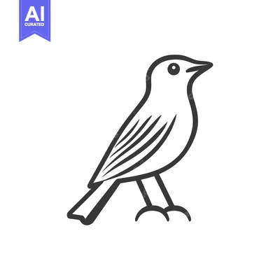Aset desain premium: A minimalistic line art illustration depicting a sitting bird