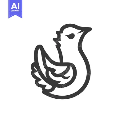 Aset premium populer: A simple stylized black and white illustration of a bird