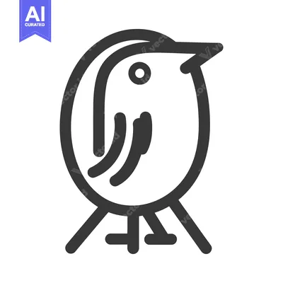 Aset desain premium: Simple stylized illustration depicting a small bird character looking
