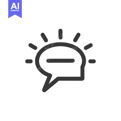 Minimalist Icon of Speech Bubble with Negative Sign and Radiating Line