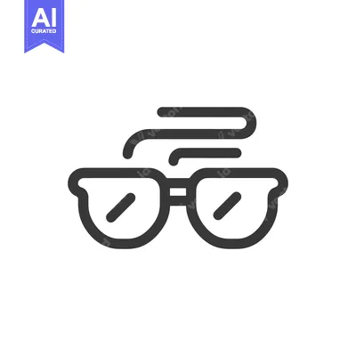 Aset desain premium: Quirky Glasses Icon with Wavy Lines, Minimalist Design