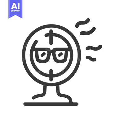 Aset desain premium: Humorous Fan Icon with Glasses and Airwaves, Minimalist Design