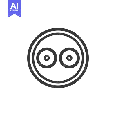 Aset desain premium: Minimalist Face Icon: Two Eyes Inside a Double Circle Outline