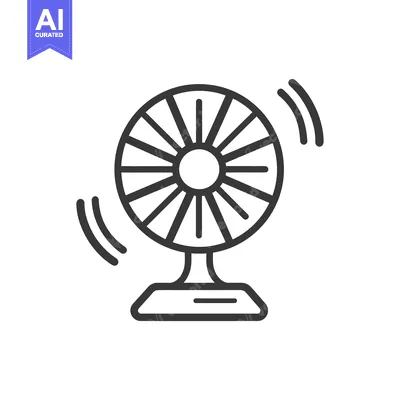 Aset premium populer: Rotating Desk Fan Icon with Motion Lines, Black and White Illustration