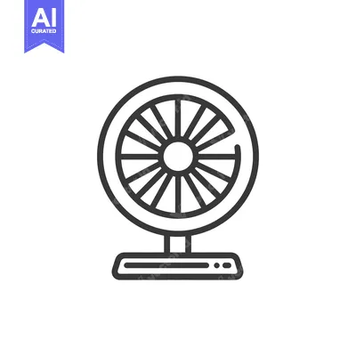 Aset premium populer: Minimalist Electric Fan Icon: Modern Line Art Design on White Backgrou