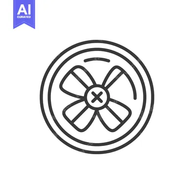 Aset premium populer: Minimalist Fan Icon: Circular Design with Four Blades and Central X