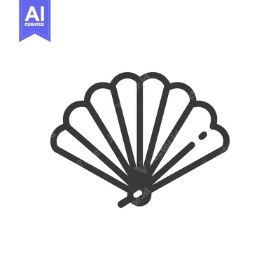 Premium design asset: Elegant Hand Fan Icon: Minimalist Design with Smooth Lines and Subtle