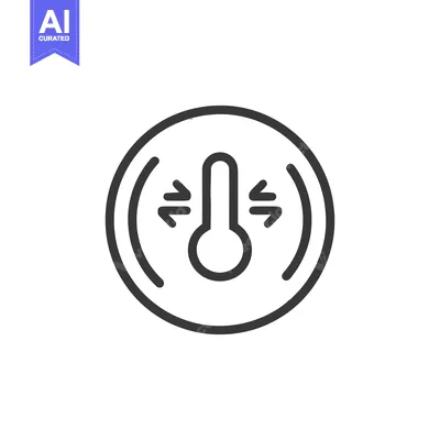 Thermostat Control Icon: Temperature Adjustment Symbol in Circle Outli