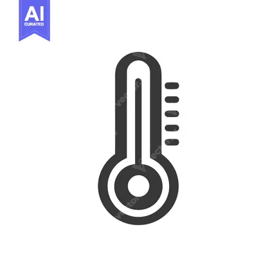 Minimalist Thermometer Icon: Temperature Measurement, Medical Symbol,